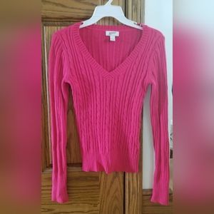 Arizona Jean Co. V-Neck Long Sleeve Pink Sweater
